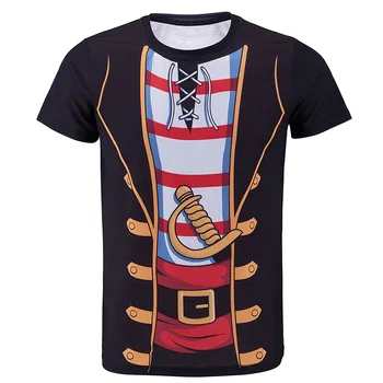 Vyrai Kapitonas Vienodą 3D Marškinėliai Suaugęs Žmogus Cosplay Kostiumų Viršuje Plius Dydis Kaubojus Piratų Pilotas Karnavaliniai Drabužiai