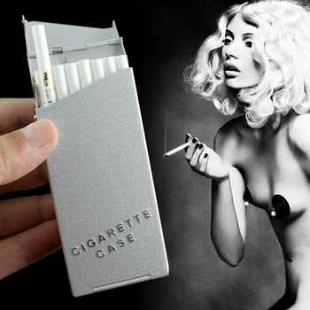 Metalo moterų Slim cigarečių atveju vėjo elektroninių cigarečių lighte Cigarečių Dėžutė su įkraunama USB Žiebtuvėlis DH7710