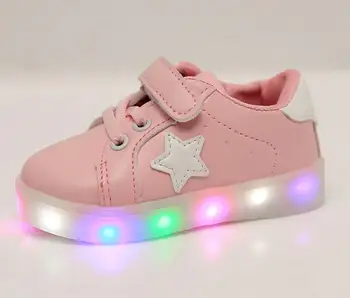 Vaikų laisvalaikio bateliai Baby Sportbačiai Vaikai Mados Star LED Šviesos Vaikas, Bamblys Atsitiktinis Šviesos Batai lašas laivybos batai