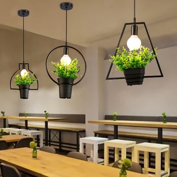 Derliaus Pramonės Retro Geležies Žaliųjų Augalų Pakabukas Šviesos Virtuvės Restoranai, Baras Dekoratyvinis Namuose, LED Apšvietimas, Šviestuvas, Creativ