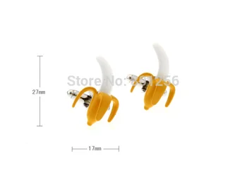 IGame Bananų Rankogalių segtukai Geltonos Spalvos Tapybos Žalvaris Medžiaga Naujovė Vaisių Dizainas Nemokamas Pristatymas