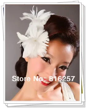 Nemokama laivas aukštos kokybės plunksnų gėlės moterų galvos apdangalai fascinator vestuvių vinjetė gražus vestuvių plaukų aksesuarai šalies skrybėlės, FS63