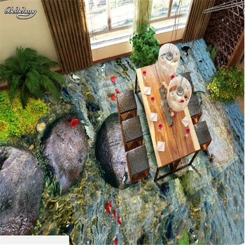 Beibehang Užsakymą didelė freska akmens upės vandens vonioje 3D grindų sustorėjimas aplinkos vandeniui pvc dėvėti filmas