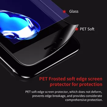 YKSPACE 9H 3D Išlenkti Minkštas Kraštas Pilnas draudimas Matinis Grūdintas Stiklas Screen Protector, iPhone 6 6S 7 8 Plus Stabdžių blu-ray Akis Priežiūra