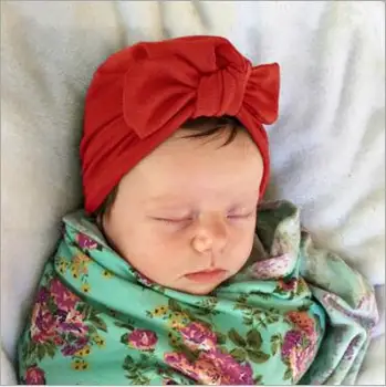 Parduodamas 1PCS 2016 Naujas naujagimio fotografijos rekvizitai Bohemijos Stiliaus vientisos Spalvos Triušio Ausies Heathered Mezgimo kūdikių turbaną skrybėlę su laivapriekio