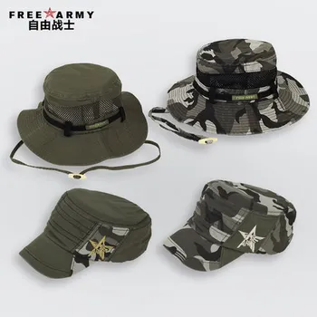 Nemokamai Armijos Prekės Unisex Stiliaus Skrybėlę Kamufliažas Kepuraičių Mens Snapback Platus Kraštų Kibirą, Skrybėlės, Kempingas, Žvejyba