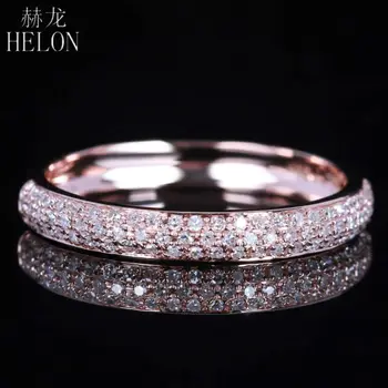 HELON Kietas 10k Rose Gold Nutiesti 0,2 CT Originali Gamtinių Deimantų Elegantiškas Grupių Dalyvavimas & Vestuvių Moterų Fine Jewelry Žiedas