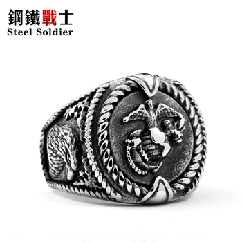 Plieno kareivis nerūdijančio plieno aukštos kokybės mados erelis dizainas smart žiedas vyrams žiedai