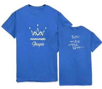 Naujas atvykimo unisex kpop o kaklas trumpas rankovės marškinėliai mamamoo naują albumą violetinė nario vardas spausdinimo t-shirt vasaros top tees