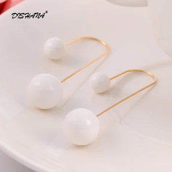 NAUJO dizaino mados prekės ženklo papuošalai elegantiškas stud auskarai dvigubai imitacija, perlų Nukentėjo spalva Pareiškimą, ilgi auskarai moterims(E0325-1)