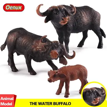 Oenux Originalus Afrikos Gyvūnų 3PCS/SET Afrikos Buivolo Modelis Veiksmų Skaičiai Syncerus Caffer Gyvūnų Surinkimo Žaislas Vaikui Dovana