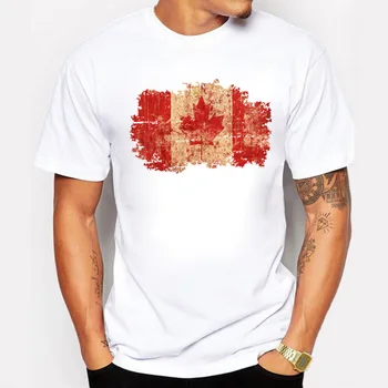 Naujausias vyriškų drabužių trumpomis Rankovėmis Nostalgiškas Stiliaus Kanados Vėliava, Print T-shirts Kanados Miesto Monrealio Tee Marškinėliai Hipster O-kaklo Viršūnes