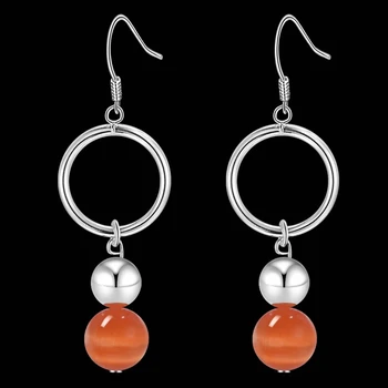 Oranžinė granulių linijos aukštos kokybės Sidabro Auskarai moterims, Didmeninė sidabro auskarai /NNLYWIUA USSAUWTM