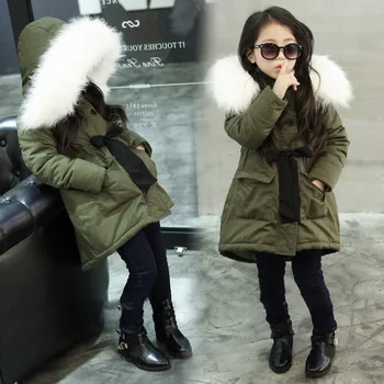 Korėjiečių Prekės Mergaičių Paltai Ir Striukės Vaikams Dirbtiniais Kailiais Apykaklė Kailis Kūdikių Mergina Vaikų Žiemos Outwear Mergaitėms 3-11 metų amžiaus