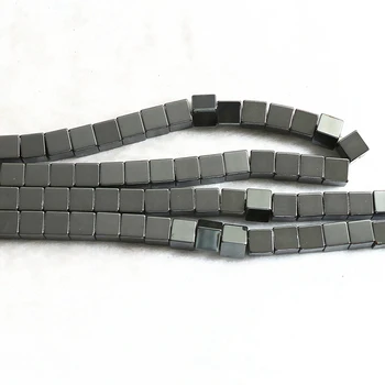 Karšto pardavimo juodas akmuo hematitas naujas 4mm 6mm 8mm 10mm dydžio kubas, kvadratas prarasti karoliukai padaryti Papuošalai B229