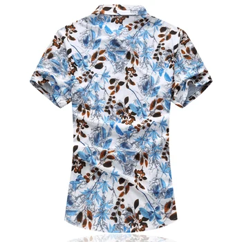 LONMMY Plius dydis 6XL 2018 m. vasaros marškinėliai vyrams Mados trumpomis rankovėmis, Atsitiktinis gėlių mens marškinėliai suknelė Gėlių marškinėliai camisas masculina