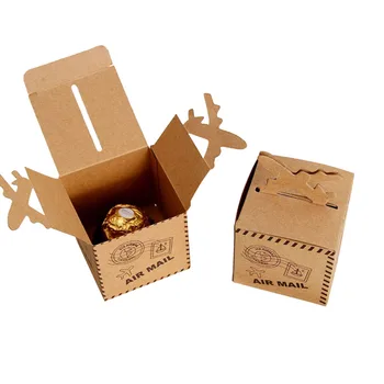 100vnt Kraft Popieriaus, Saldainių Dėžutė Kelionės Tema Derliaus Džiaugtis Lėktuvo Oro Pašto Baby Shower Dovanų Dėžutė Vestuvių Suvenyrai scatole regalo
