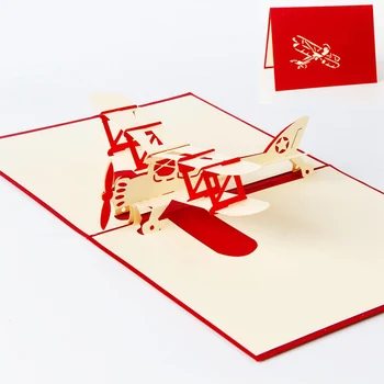 3D pjovimas Lazeriu Rankų darbo Drožyba Mielas Orlaivių Plokštumos Popieriaus Kvietimą Atvirukai Atvirukas Verslo Šalies Vaikų Kūrybos Dovana