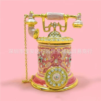 Europos Kinų stiliaus Metalo emalio tapybos amatų Retro telefonas, namų apdailos darbalaukio papuošalai (A490)