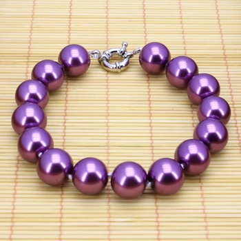 Karšta!violetinė stiklo perlų vėrinį nustatyti 12mm karoliai 18