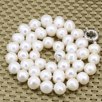 Baltos spalvos natūralių gėlo vandens dirbtiniu būdu išauginti 10-11mm pearl nearround karoliukai grandinės karoliai moteris aukštos kokybės choker papuošalai 18inch B3189