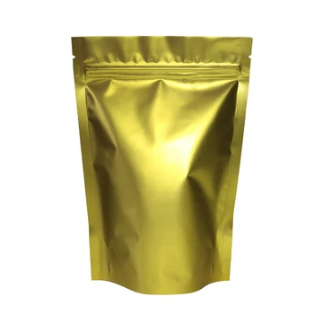 Aukštos Kokybės 100vnt/daug Matinis Aukso Metalo Mylar Šilumos Sandari Zip-Lock Atsistoti Dėklas Kavos Pupelių Žolė, Saugojimo, Pakavimo Krepšys