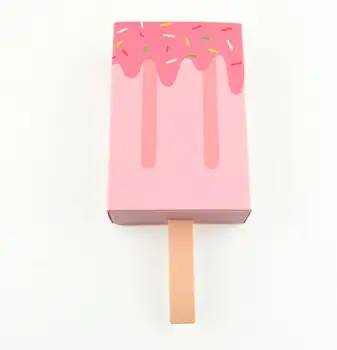 10VNT Pink Ice Cream Forma Mielas Dovanų Dėžutėje Popsicle Saldainiai Lankstymo Popieriaus Langelį, Animacinių filmų Stalčių Dovanų Dėžutės Vaikams, Kūdikių Dušas Gimtadienis