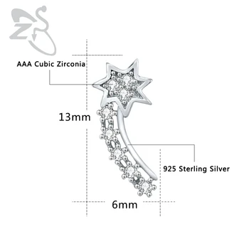 ZS 925 Sterling Silver Star Modelis Blizga Stud Auskarai Moterims, Aišku, CZ Kristalų Stud Auskarai Mados Vestuves Papuošalai