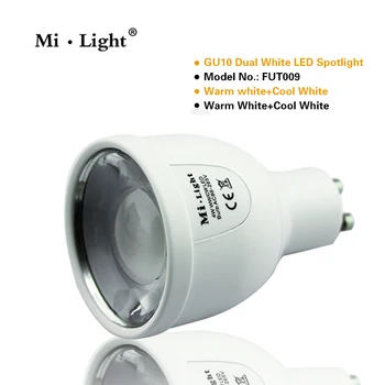 Milight WIFI GU10 FUT011 CT dural balta pritemdomi 2.4 G led lemputė 5W LED Lemputė kontrolės nuotolinio arba 