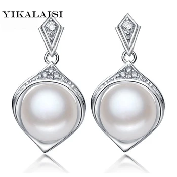 YIKALAISI 2017 nauja 8-9mm AAAA natūralių gėlavandenių perlų auskarai papuošalai moterims, 925 sterlingas sidabro papuošalai pearl moterims