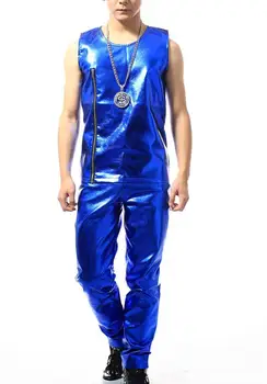 Asmenybės Mėlyna Blizgančiais 1 Etapas mados vyras striukė trumpas kailis vyrų švarkai vyriški drabužiai, kostiumai, liemene ir kelnes