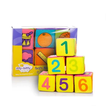 6pcs/Set Švietimo Žaislai, 7cm Blokai Įrengti Kūdikių Barškučių Žaislai Naujagimiams kūdikių medžiaga blokai Minkštas barškutis Žaisti