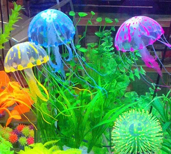 2VNT Dirbtinis Jellyfishes Akvariumo Žuvų Bakas Priedai Imituojamas Liuminescencinės Ryškus Mielas Želė Žuvų Apdailos Namų Dekoro
