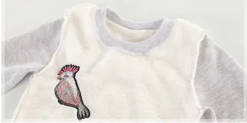 Mažai specialistė, iki 2017 m. žiemos new baby girl prekės rūbai mergaitėms paukščių minkšti plaukeliai šiltas storas marškinėliai C0092
