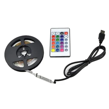 1Pc USB Maitinamas 5V RGB LED Šviesos Juostelės 60leds/m, 3528 SMD Ne Vandeniui Juosta TV Foninio Apšvietimo, Su Nuotolinio valdymo pultelis