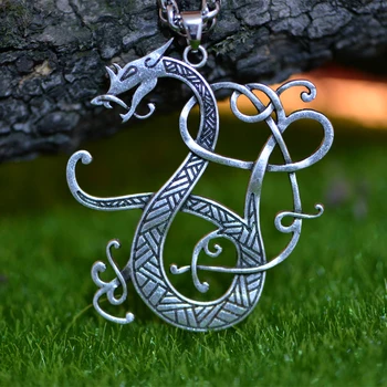 1pcs Langhong Skandinavijos Vikingai Karoliai Skandinavijos Dragon Amuletas pakabukas Karoliai Skandinavų Papuošalai Talismanas