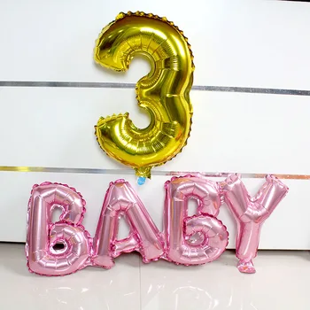 KARŠTO baby shower Skaičius Folija Balionai Baby 1-asis Gimtadienis laišką ballon gimtadienio dekoracijas vaikų šalis tiekia oro globos