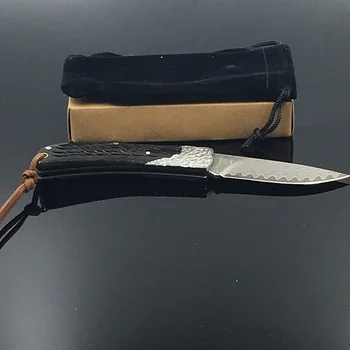 Damasko plieno kišenėje peiliai, lauko kempingas peilis sulankstomas, su juoda Ebony rankena dovana peilis + dėklas