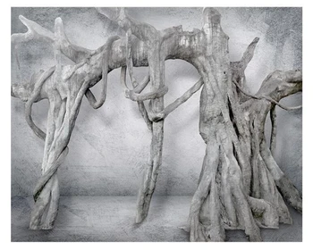 Beibehang Juodas ir baltas 3d - trijų dimensijų meno medžio šaknys meno mergelės miško TV foną, freskomis tapetai, sienų ir 3 d