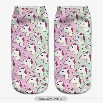 2016 mados 3D kojinės rožinis vienaragis gyvūnų moterų medvilnės trumpas harajuku kojinės