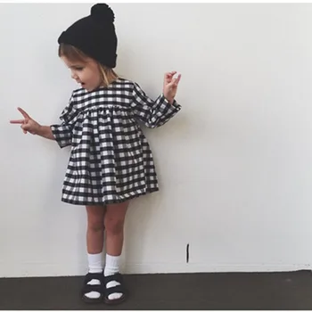 Vaikai 2017 naujas žiemos klasikinių juodos ir baltos spalvos pledas suknelė tutu baby girl