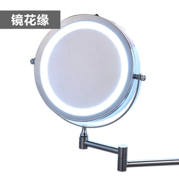 7 colių Dual Arm Pratęsti vonios veidrodis su Akumuliatoriaus LED lemputė 2-Veido sienos kabo Makiažo veidrodėliai vonia 5 x didinimo
