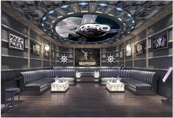 WDBH pasirinktinius nuotraukų 3d lubų freskomis tapetai Erdvėlaivis, erdvę planetos namų dekoro 3d sienų freskomis tapetai gyvenimo kambario sienos 3d