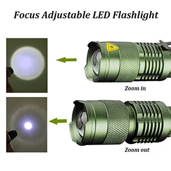 Aukštos kokybės Mini Žalias CREE LED Žibintuvėlis Zoomable LED Žibintuvėlis žibintuvėlis žibintuvėliai, šviesos žibintai