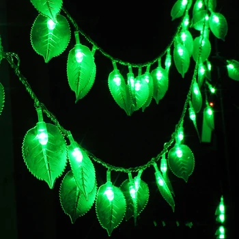 10m 100leds Atostogų žiburiai žali lapai LED šviesos eilutę Naujųjų metų AC Kištukas Kalėdų Vestuvių pasakų girliandą Šalis Dekoro DF