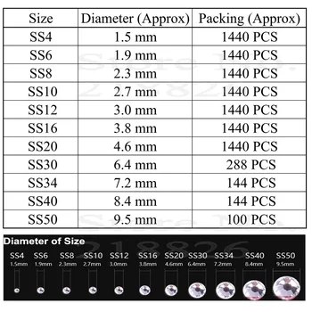 Geros Kokybės SS4 į SS50 Aišku Kristalų DMC Pataisų kalnų krištolas 1,5 mm 9,5 mm Stiklo Masės Karšto Nustatyti Geležies Cirkonio Flatback