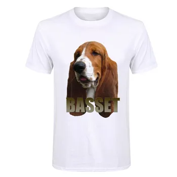 Komedija Spausdinti Funky Marškinėliai vyras Organinės Medvilnės Basset Hound animacinių filmų šuo vyriški T Shirts, Gražus, Puikus Šuo, Palaidinės Mens Tee Viršūnės