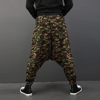 Karšto 2018 Prarasti Didelio Dydžio Banga Vyrų Big Tarpkojo Kelnes Vyrų Armijos Žalioji Spausdinimas Kamufliažas Haremo Kelnės Vyras Hip-Hop Kelnės