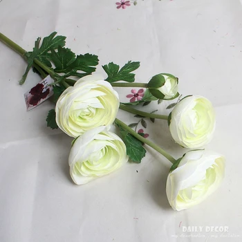 Didmeninė 5 vadovai dirbtinis Ranunculus asiaticus gėlių pluoštas netikrą persų Vėdrynas šilko Arbata, Rožių dekoratyvinės gėlės 12pcs