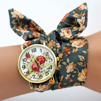 Shsby dizaino Ponios gėlių medžiaga laikrodis mados moterų suknelė, žiūrėti aukštos kokybės audinio žiūrėti saldus mergaičių Apyrankę žiūrėti
